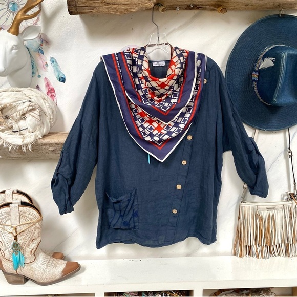 Made in Japan Scarf/wrap w Mediterranean boho coastal vibe - Picture 6 of 12